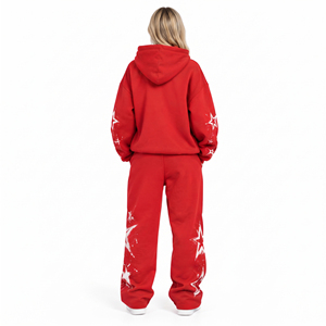 Ensemble de survêtement imprimé à épaules tombantes pour femme, style streetwear, comprenant un sweat à capuche et un pantalon de survêtement ample, en tissu épais - Product Image 4