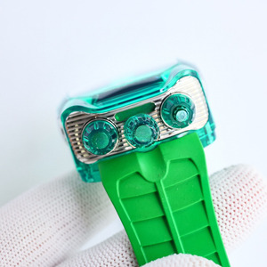 Trendy Hip-hop Street Luxury Green Crystal Rubber Strap Casual Travel Commuting Tourbillon Automatic <b>Mechanical</b> Men's <b>Watch</b> - Product Image 4
