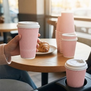 แก้วกาแฟกระดาษลูกฟูกขนาด 8 ออนซ์ มีสีแดง ดำ และน้ำตาล สำหรับร้านกาแฟ ร้านอาหาร บริการซื้อกลับบ้าน และเครื่องดื่มร้อน - Product Image 1