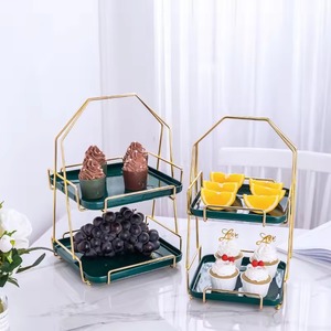 Support à gâteau élégant vert et or, idéal pour servir à la maison, lors de réceptions et pour la décoration de table de desserts, vente en gros depuis l'Inde - Product Image 4