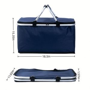 Custom Reusable Large Capacity Foldable Insulated Camping Cooler <b>Bag</b> with Aluminum Frame Waterproof Oxford Storage <b>Basket</b> Handle - Product Image 6