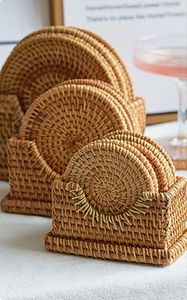 Handcrafted Rattan Coaster Set Perfect For Protecting Tables From Heat And Moisture A Natural Rustic Charm To Home Decor - Product Image 5