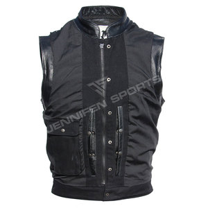 Chalecos de Cuero con Parches Bordados, Chaquetas de Motocicleta de Cuero Vacuno Genuino, Estilo Outback, Hechos en Pakistán, Chaleco de Cuero Transpirable y Elegante - Product Image 3