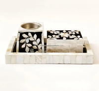 SS CRAFT INDIA Ensemble brûleur de bakhoor en bois de santal incrusté de nacre de coquillage, encens artisanal religieux parfum coriandre