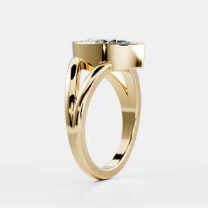 14k Solid Gold Bezel Set Marquise Cut Lab Grown Diamond Luxury <b>Split</b> Band Engagement <b>Ring</b> IGI Certified - Product Image 3