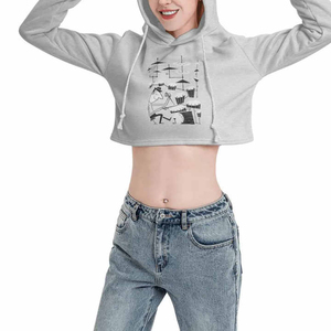Hoodie court personnalisé pour femme, style streetwear, doublure écologique, 100 % coton, pull à capuche tricoté 100 % coton, automne - Product Image 3