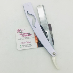 Nouveau rasoir de barbier blanc en acier inoxydable, rasoir droit à lame unique, rasoir de barbier avec logo personnalisé, lame remplaçable, emballage - Product Image 2
