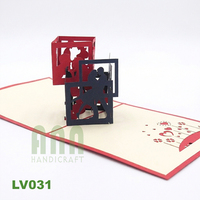 Logo kustom Love Cube 3D kartu ucapan suvenir panas cetak Offset untuk Hari Valentine Hari Jadi semua acara