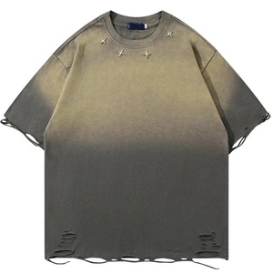 เสื้อยืดคอกลมทรงหลวมผ้าฝ้ายแท้คุณภาพพรีเมียม ล้างสีแบบแอซิดวอช พร้อมโลโก้และดีไซน์สั่งทำพิเศษ AI-TS-27 - Product Image 1