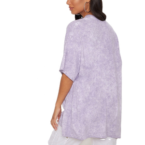 T-shirt femme délavé à l'acide, coton épais 220 GSM, style urbain, fabrication OEM, marque privée - Product Image 3