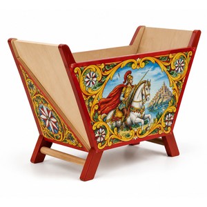 Revistero de Madera Pintado a Mano Estilo Carretto Siciliano - Decoración de Madera de Álamo al por Mayor - Product Image 1