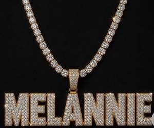 Colgante de Letra Personalizado con Moissanita y Baño de Oro, Plata 925, Inicial de Nombre, Joyería Hip Hop - Product Image 2