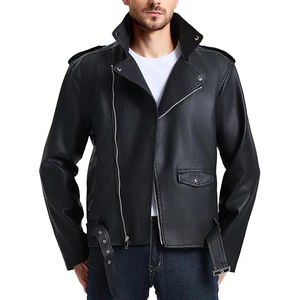 Chaqueta de cuero PU para hombre, informal, de alta calidad y muy vendida, chaqueta de PU ajustada y personalizada para motociclistas - Product Image 5