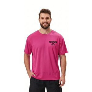 Haut de sport rose vif à imprimé textuel, léger, en polyester, anti-humidité, à manches courtes, pour l'entraînement en salle de sport - Product Image 1