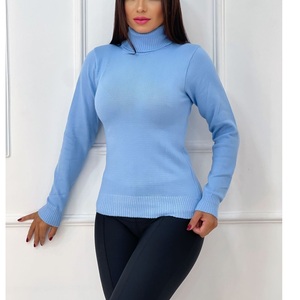 Pull-over pour femme de qualité supérieure, couleur unie, col décontracté, tricot d'automne et d'hiver, mode, chaud, broderie sur le devant, 100% coton - Product Image 5