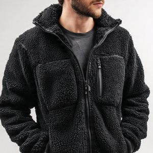 Outdoor Winter Sherpa Hood <b>Jacket</b> Men's Sherpa Fleece <b>Lined</b> <b>Jackets</b> Zip Up Fleece Sherpa <b>Jacket</b> Men - Product Image 5