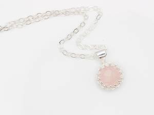 Sterling Silver Rose Quartz Necklace Minimalist Jewelry Gift For Him Handmade Pendant Wholesale Supplier - Product Image 3