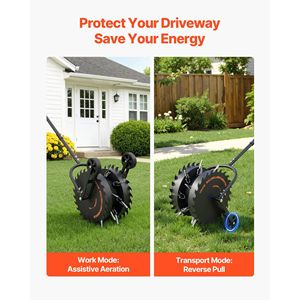 Aeratore Manuale per Prato con Ruote da 16,6 Pollici, Resistente alla Ruggine, con Denti Anti-Intasamento, Strumento per Aerazione del Giardino - Product Image 4