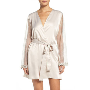 Bata de Dormir de Seda para Mujer, Elegante Túnica Larga de Satén, Ropa de Dormir Cómoda para el Hogar, Proveedor Mayorista - Product Image 1