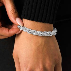 925 Sterling Silver Braided Link <b>Bracelet</b> White Gold Plated Luxury Chain <b>Bracelet</b> for Women - Product Image 2