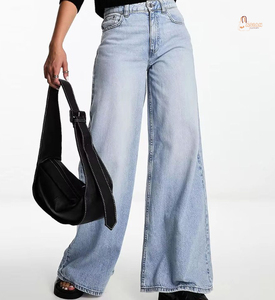 Prix de gros Jeans en denim coupe droite pour femme, couleurs personnalisables, respirant, écologique, personnalisé, style japonais, taille mi-haute, nouveau modèle - Product Image 1