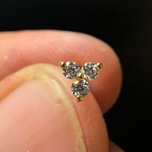 Modern Trinity Lab Grown Diamond <b>Piercing</b> Stud In 14K <b>Gold</b> For <b>Tragus</b> Helix Conch And Rook - Product Image 4