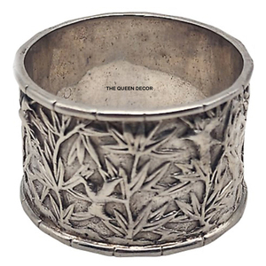 Porte-serviettes moderne avec design en relief, tendance, en métal, finition argentée, pour mariage, table à manger, décoratif - Product Image 1