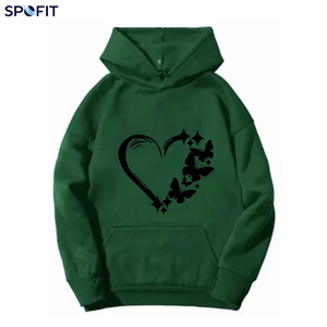 SPOFIT เสื้อฮู้ดสีดำขนาดใหญ่สำหรับผู้ชายพิมพ์ลายหัวใจผีเสื้อแขนเสื้อแบบแร็กแลนเสื้อสเวตเตอร์ระบายอากาศได้ - Product Image 2