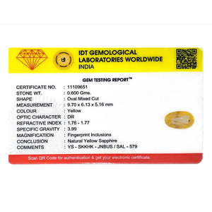 พลอยแซฟไฟร์สีเหลืองทรงรีขนาด 3 กะรัต สำหรับเครื่องประดับชั้นดี - Product Image 4