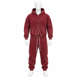 Ensemble de survêtement décontracté pour homme en coton 100% avec broderie de logo de haute qualité, pantalon de survêtement oversize uni et manches longues, style streetwear - Product Image 1