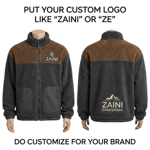 Custom Men's <b>Running</b> <b>Jacket</b> 240 GSM Fleece <b>Reflective</b> Waterproof Breathable Quick Dry Embossed Logo Front/Back Brown/Black Panel - Product Image 1