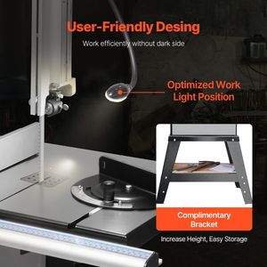 Sega a Nastro da Banco Ottimizzata 1100W 1-1/2HP 110V con Supporto, Lama da 13,39 Pollici, Velocità Continua Regolabile 440-846 RPM per Lavoro Efficiente - Product Image 6