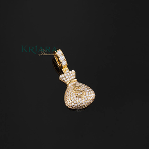 Pendentif Sac d'Argent en Argent 925 avec Diamants de Laboratoire et Symbole Dollar, Bijou Hip-Hop Unisexe - Product Image 3