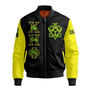 เสื้อแจ็คเก็ตบอมเบอร์สีขาวเขียวสำหรับผู้ชาย ยี่ห้อ Chi Eta Phi แบบซิปด้านหน้า สวมใส่สบาย กันลม ผลิตจากโพลีเอสเตอร์ พร้อมพิมพ์โลโก้ - Product Image 5