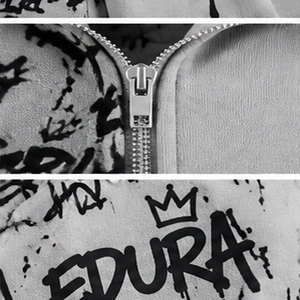 Sweat à capuche zippé personnalisé avec motif imprimé DTG, en tissu éponge épais polyester/coton, effet vieilli, délavé à l'acide, vintage, respirant, pour l'hiver - Product Image 5