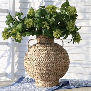 Eco Friendly Handwoven Seagrass <b>Vase</b> With Handles Natural Handmade <b>Decorative</b> <b>Vase</b> for Wholesale Bulk Buyers - Product Image 1