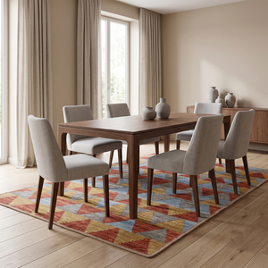 Tapis en laine écologique, antidérapant, tufté à la main, à motifs géométriques et à rayures, aux tons terreux, beige moutarde olive, pour salon - Product Image 3
