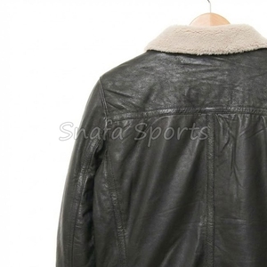 Custom Luxury Leather <b>Jacket</b> <b>Men</b> Bomber Real Sheepskin Shearling Coat Winter Warm Fur Lined Flight Top <b>Jacket</b> - Product Image 6