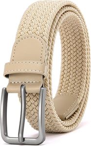 <span class=keywords><strong>Cintura</strong></span> Casual in Pelle di Vacchetta con Fibbia Argentata, <span class=keywords><strong>Beige</strong></span>, Resistente, Larghezza 3,5 cm, Lunghezza 110 cm, Stampa a Trasferimento Termico, Tinta Unita, da <span class=keywords><strong>Uomo</strong></span> - Product Image 2