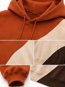 Sweat-shirt à capuche en polaire color block pour homme, style streetwear décontracté, coupe classique, respirant, 100% coton - Product Image 5