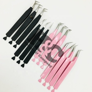 แหนบคีบขนตาปลอมขนมิงค์ดีไซน์รูปหัวใจทำจากสเตนเลสสตีลด้ามเรียบแหนบต่อขนตาแบบยั่งยืน - Product Image 1