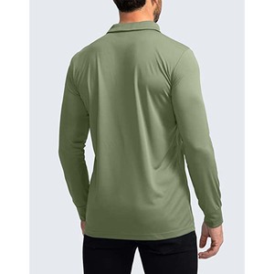 Polo de Punto de Manga Larga para Hombre, Color Sólido, Corte Regular, Verde - Product Image 2
