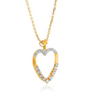 Pendentif en diamants de laboratoire en forme de cœur, serti pavé, en or jaune, pour femme, à porter au quotidien - Product Image 2