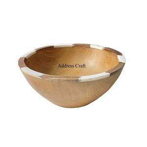 Bol de service décoratif en bois et résine pour la table à manger, accessoires de cuisine pour servir des salades de fruits - Product Image 1