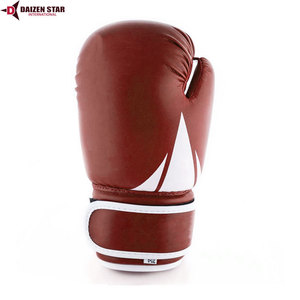 Gants de boxe en cuir PU rouge à lacets avec sangle de poignet réglable pour adultes – Équipement d'entraînement respirant - Product Image 2