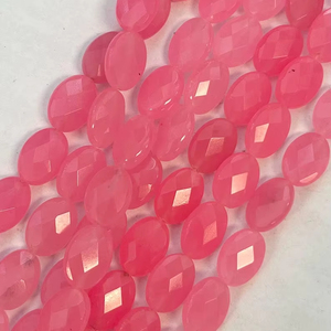 Perles ovales facettées en jade rose, pierres naturelles pour la fabrication de bijoux, perles en vrac, vente en gros - Product Image 1