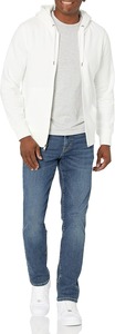 Men <b>White</b> Hooded <b>Zip</b>-<b>Up</b> Sweatshirt Regular Fit French Terry Casual Jacket With Pockets Breathable Autumn Wear - Product Image 6