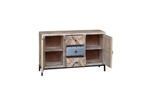 Aparador de Madera de Mango Sólida de Diseño Industrial, Hecho a Mano, Ecológico, para Comedor, Sala de Estar o Cocina, con Acabado Natural y Cajones de Madera - Product Image 3
