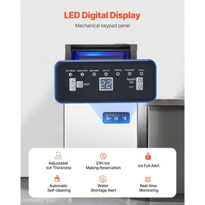 Macchina per il Ghiaccio Professionale da 80 libbre/24H con Capacità di Stoccaggio di 28 libbre, 36 Cubetti di Ghiaccio, 15 Minuti di Produzione, Display Digitale a LED - Product Image 4