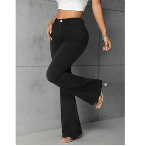 Pantalon en jean noir taille haute coupe bootcut pour femme, qualité supérieure, tissu premium, coupe confortable et tendance pour le quotidien, en promotion - Product Image 6